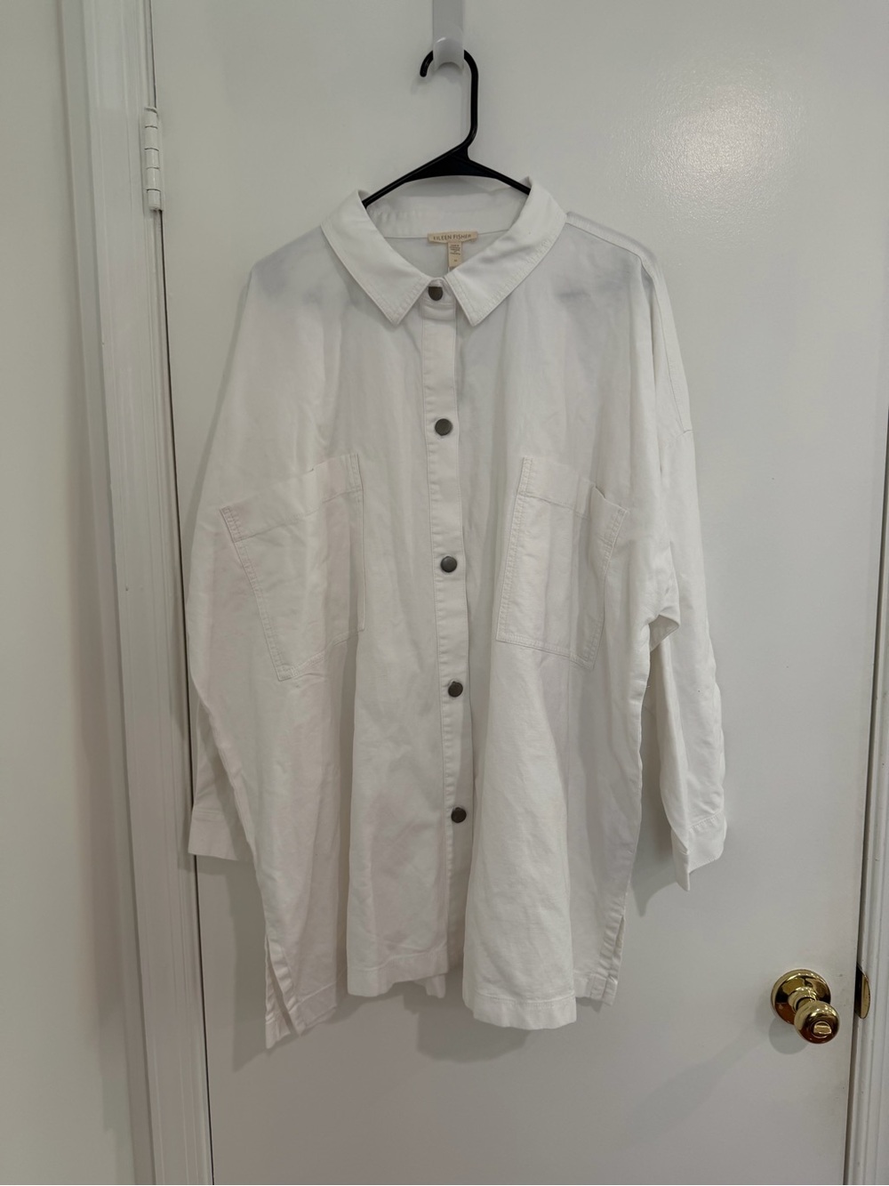 Eileen Fisher 3X  White Denim Jacket NWT Minimalist Lagenlook Coastal Resort